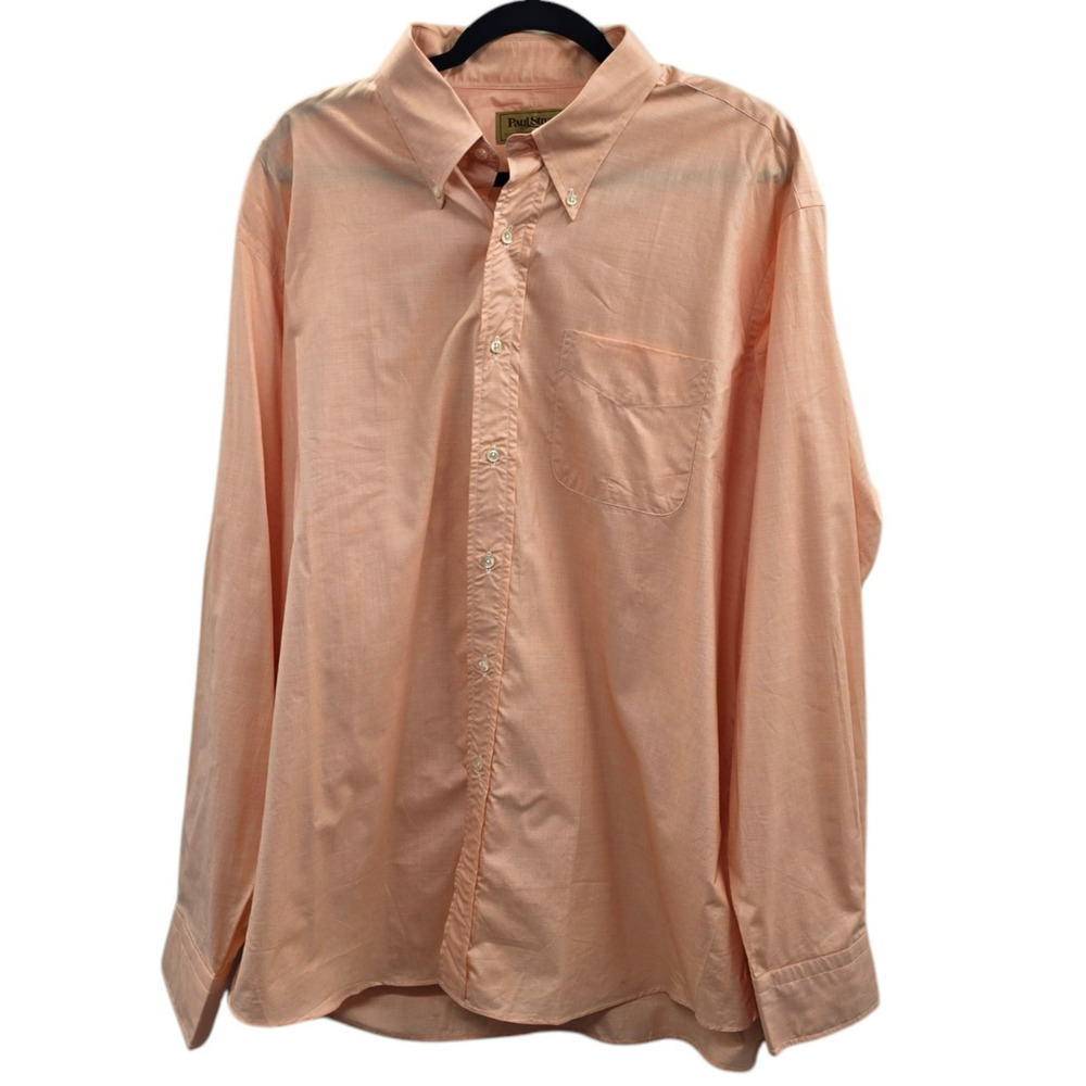 Paul Stuart Mens Orange Dress Shirt Button Down 17.5 3X
